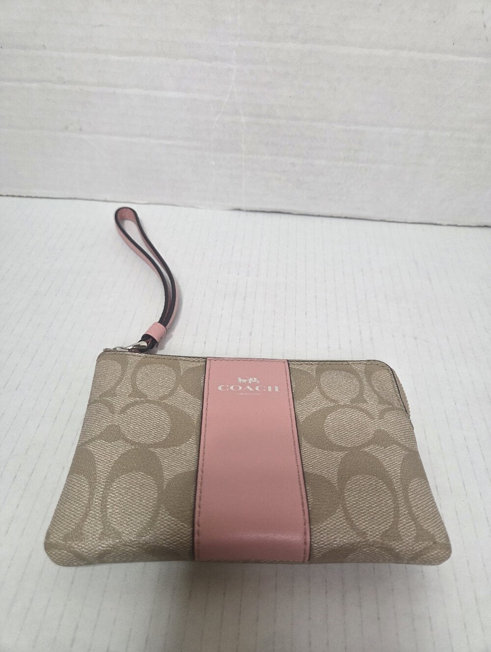 Coach Corner Zip Wristlet In Signature Canvas F58035